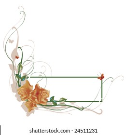 Vector illustraition of elegant floral frame with beautiful roses
