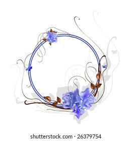 Vector illustraition of elegant floral frame with beautiful roses