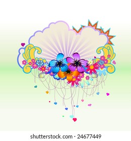 Vector illustraition of funky Abstract floral  border