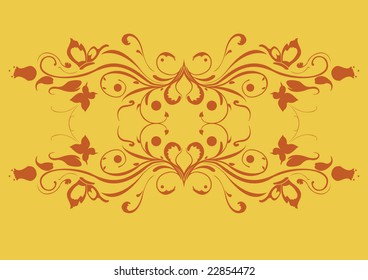 Vector illustraition of retro abstract floral swirl elements