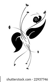 Vector illustraition of retro abstract floral swirl elements