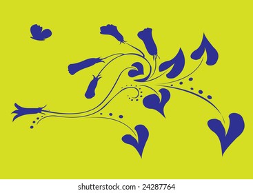 Vector illustraition of retro abstract floral swirl element