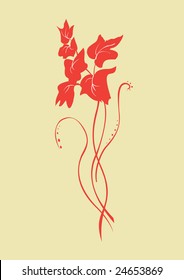 Vector illustraition of retro abstract floral swirl element