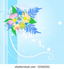 Vector illustraition of retro abstract floral swirl elements