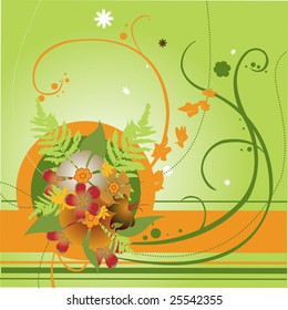 Vector illustraition of retro abstract floral swirl elements