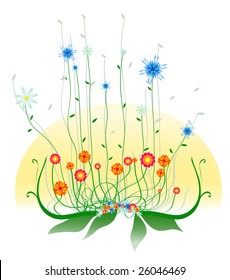 Vector illustraition of retro abstract floral swirl background
