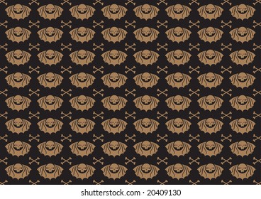 Vector illustraition of skulls abstract background.