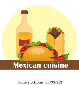 Vector illustraktion with mexican food for your design