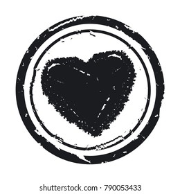 Vector illustrarion grunge post stamp sign icon heart