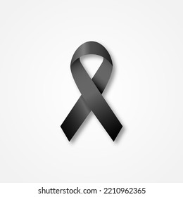 vector illustrasiblack awareness ribbon isolated on white background.terrorisme mourning and death symbol.