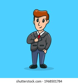 Vector Illustrasion Businessman Cartoon Character, Cute Businessman Design character