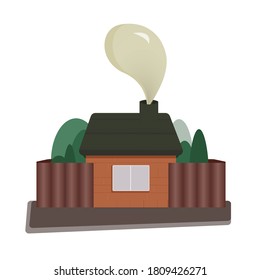Vector illustrasion, house on a white background. Stay home and be happy.