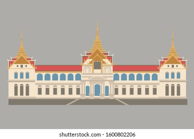 Vector illustrate Chakri MahaPrasat Throne Hall, in the grand palace of Thailand.