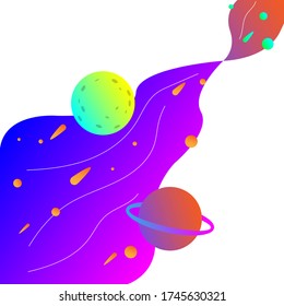 Vector illustrate - colorful space poster with planets and stars.
