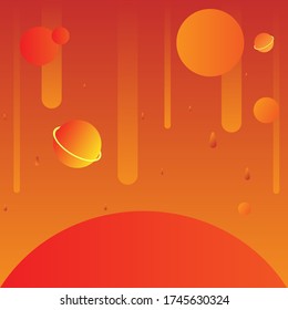 Vector illustrate - colorful space poster with planets and stars.