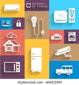 Vector illustrate design concept internet of things ( IOT ) flat icon style and element for banner , website , blog and other digital media.