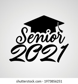 Vector illustrate design graduation 2021 logo, Class of 2021, Senior 2021 badges design.