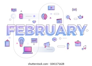 Vector illustrate february.