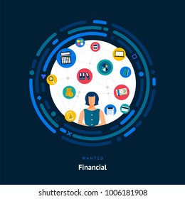 Vector illustrate flat design concept financial. People skill of financial business like management, consultant company success.