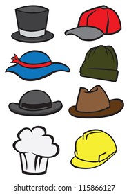 Vector illustrate hats with different style for men and women.