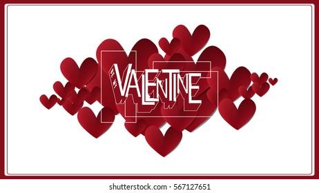 Vector illustrate paper red heart be my Valentine