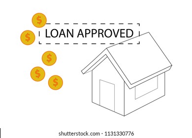 Vector to illustrate a real state loan approved. Mortgage concept. Minimalist Style.