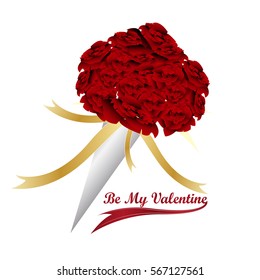Vector illustrate red rose bouquet to propose or celebrate valentine's event