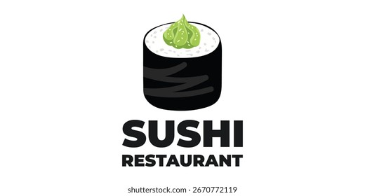 Web publicitario ilustrado de Vector y Anuncio de escritorio con cocina japonesa, comida asiática tradicional que incluye sushi y rollos, perfecto para la marca de restaurantes asiáticos, diseño de menús y promocional