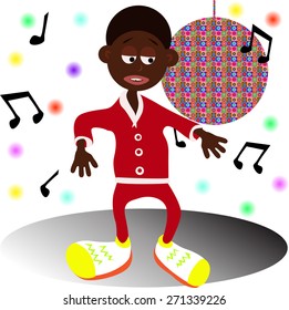 Vector illustrated Afro American dancer in the club