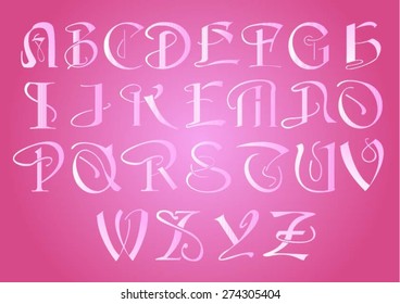 Vector illustrated alphabet design from A to Z