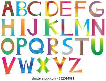 Vector illustrated alphabet from A to Z. 