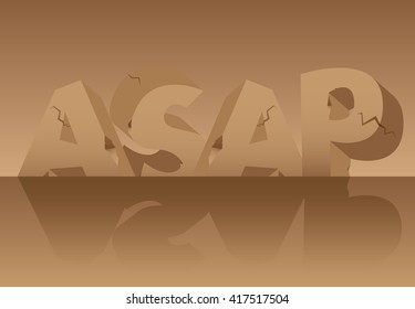 Vector illustrated ASAP word, letters made of stones.