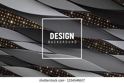 Vector illustrated background with dynamic petal shapes, some with golden elements. Picture for banner, presentation, brochure.