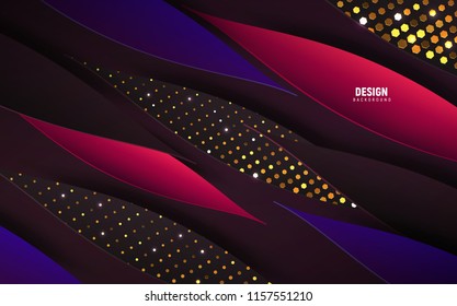 Vector illustrated background with dynamic petal shapes, some with golden elements. Picture for banner, presentation, brochure.