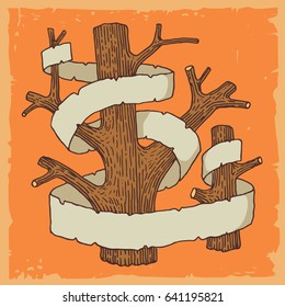 Vector illustrated banner around trees.