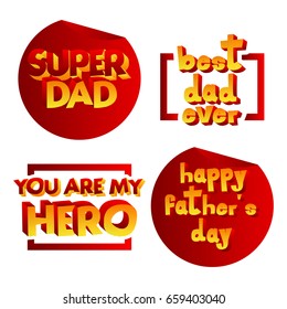 Vector illustrated banner, greeting card set for Father's day.