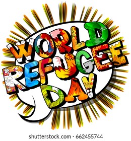 Vector illustrated banner, greeting card or poster for World Refugee Day.