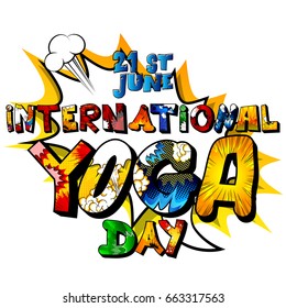 Vector illustrated banner, greeting card or poster for International Yoga Day.