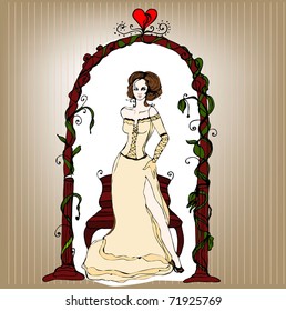 vector illustrated beautiful bride