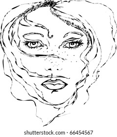 vector illustrated beautiful girl