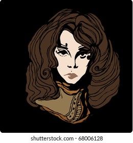 vector illustrated beautiful girl