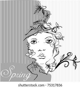 vector illustrated beautiful ornamental woman