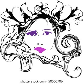 vector illustrated beautiful woman