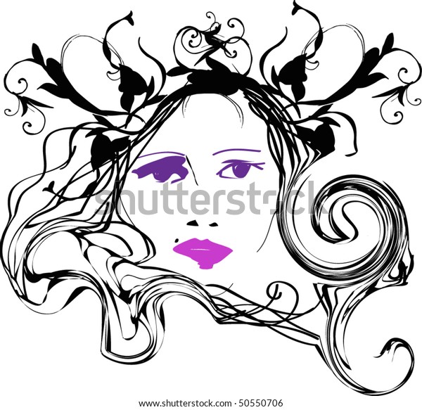 Vector Illustrated Beautiful Woman Stock Vector Royalty Free 50550706 Shutterstock