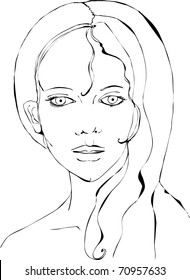 vector illustrated beautiful woman isolated on white