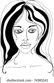 vector illustrated beautiful woman isolated on white background
