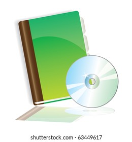 Vector illustrated book and CD