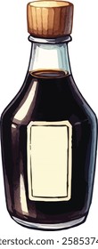 Vector illustrated bottle of traditional soy sauce