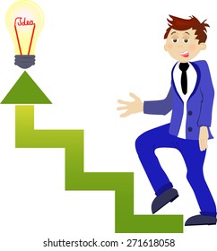 Vector illustrated businessman searching for a new idea