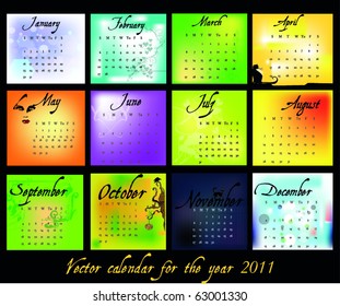 vector illustrated calendar for 2011